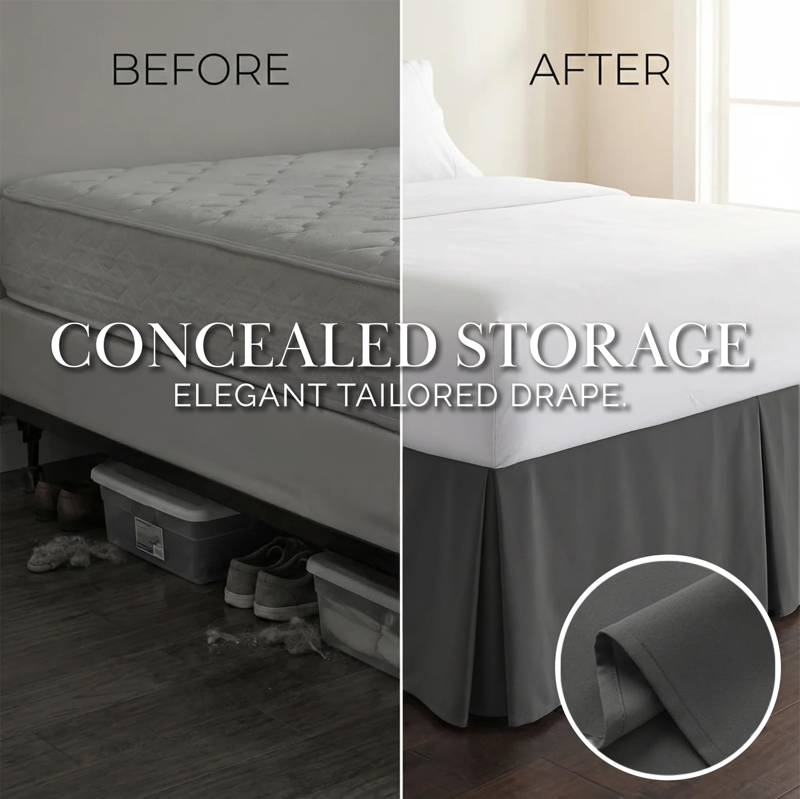 Southshore Fine Living, Inc. Coprirete di qualità alberghiera, per letto molto grande, altezza 35,6 cm, design elegante plissettato, gonna da letto di lusso con balze di alta qualità, manutenzione