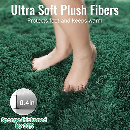 Miniatura 7 de PAGISOFE Alfombra redonda verde oscuro de 4 x 4 para dormitorio de niños, alfombras circulares suaves y esponjosas para niños y adolescentes,