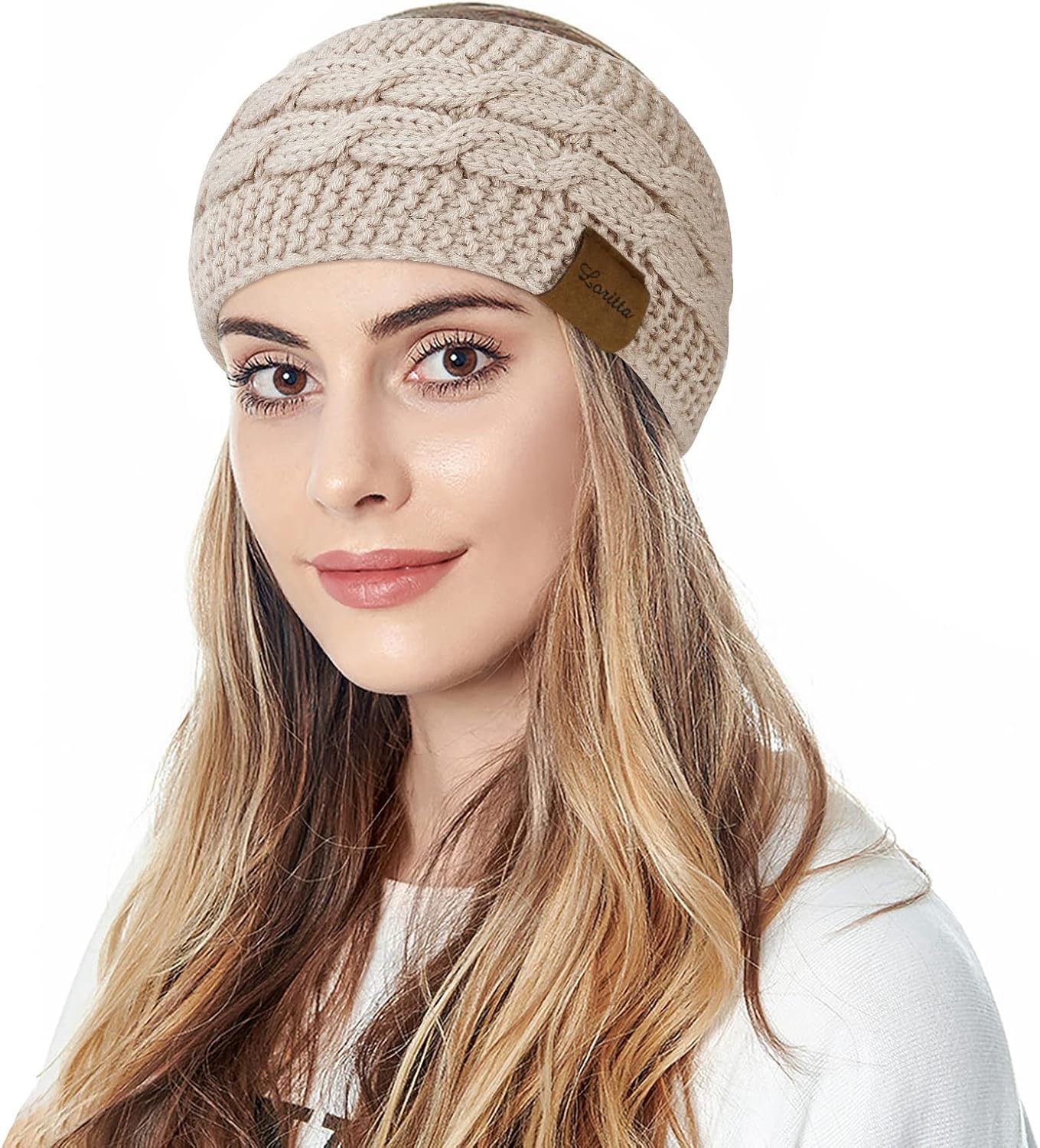 Loritta Womens Ear Warmers Headbands Winter Warm Fuzzy Cable Knit Head Wrap Fleece Lined Gifts - Image 4