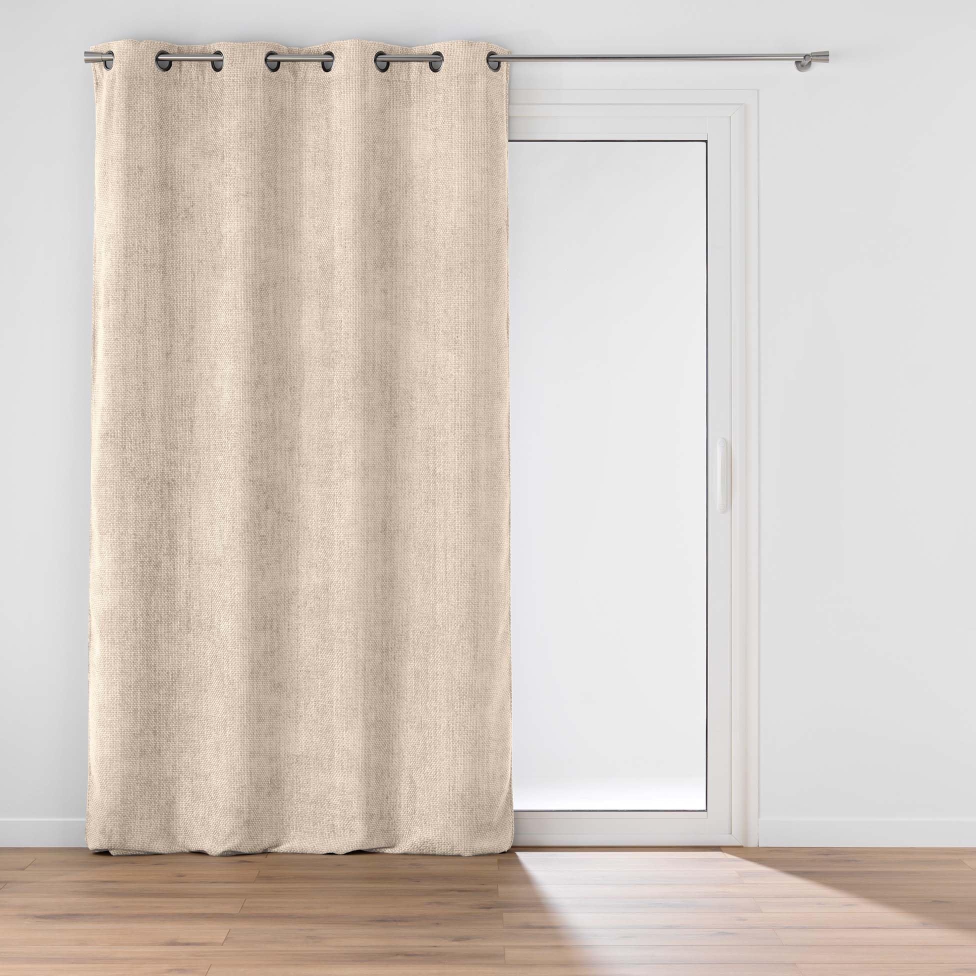 Douceur d'Intérieur, Rideau à Oeillets (140 x 260 cm) Leo Naturel, Velours Chenillé