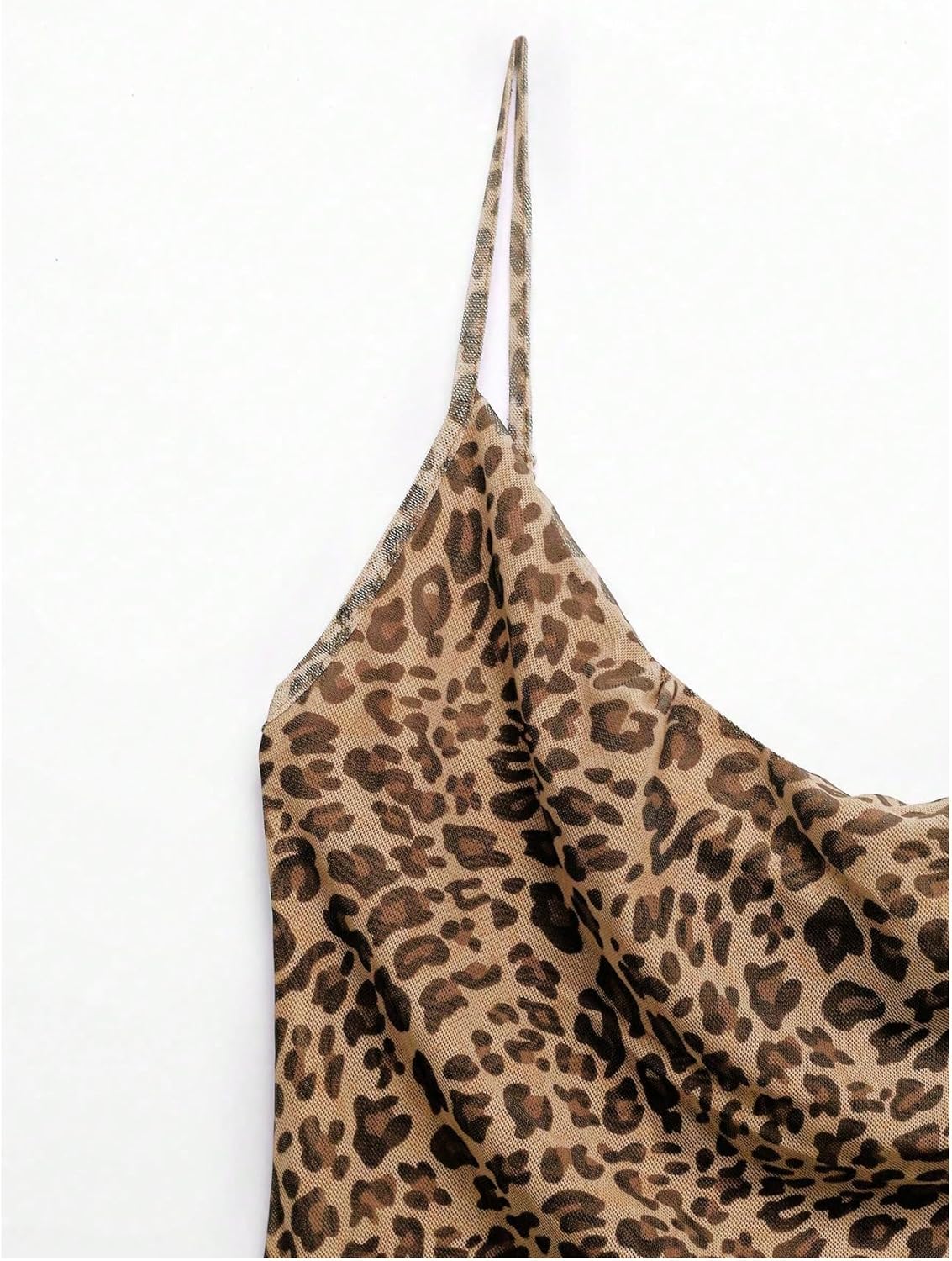 SweatyRocks Women's Draped Leopard Print Mini Dress Split Sleeveless Spaghetti Strap Y2K Dresses - Image 3