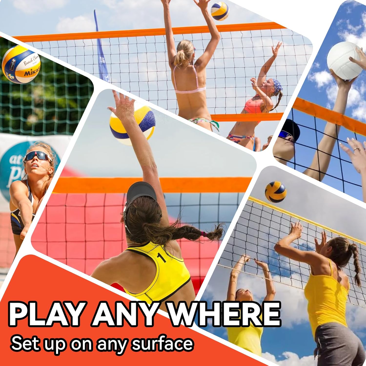 Portable Volleyball Net System Capable of preventing Sagging withThickened Poles, Height Adjustable UV-Resistant Tear-Proof Mesh and Carry Bag for Backyard, Beach and Outdoor Practice