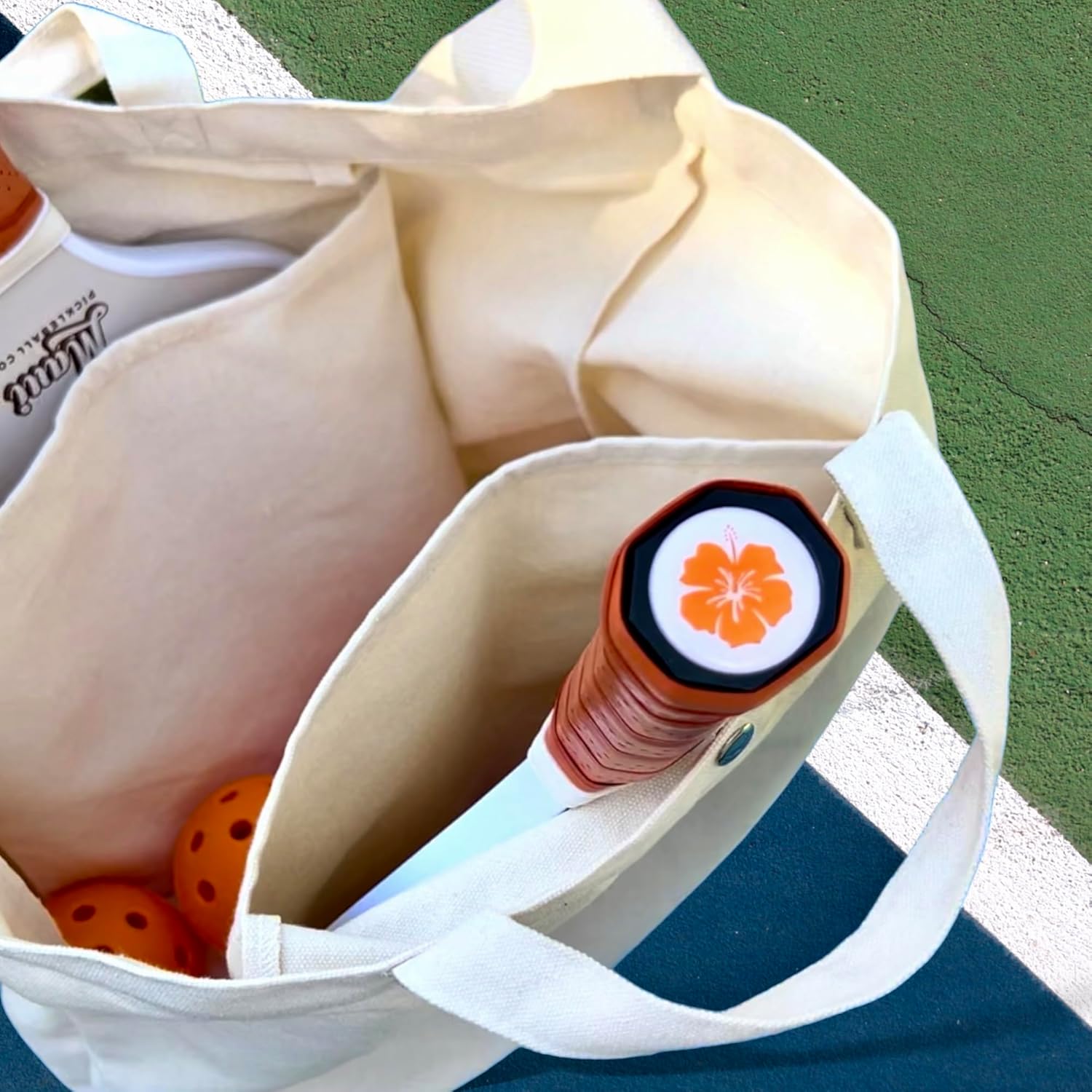 Large Canvas Pickleball Tote - Sustainable, Funny & Cute Grocery Bag
