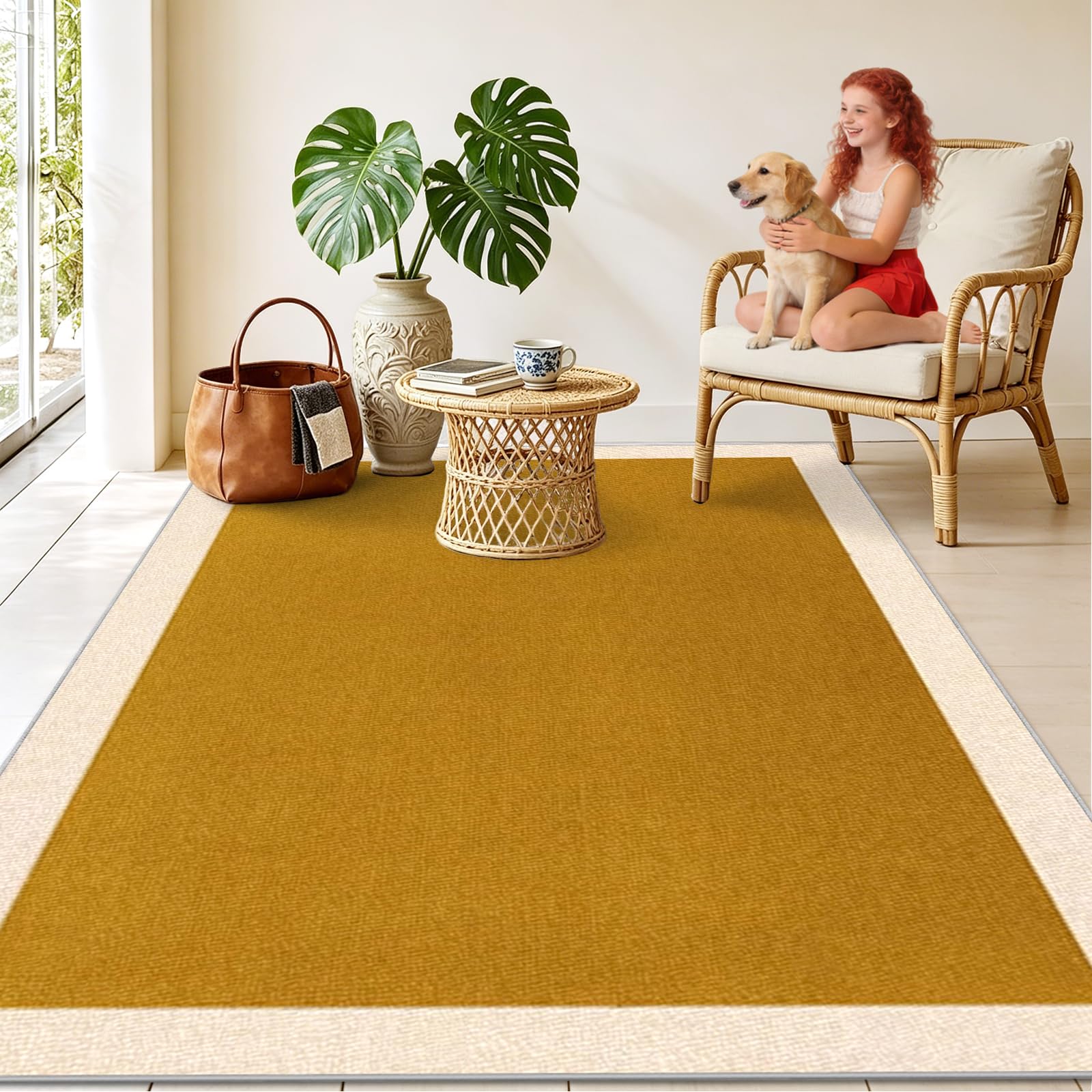 Tapis lavable en machine 200x280 cm grand tapis de salon vintage antidérapant