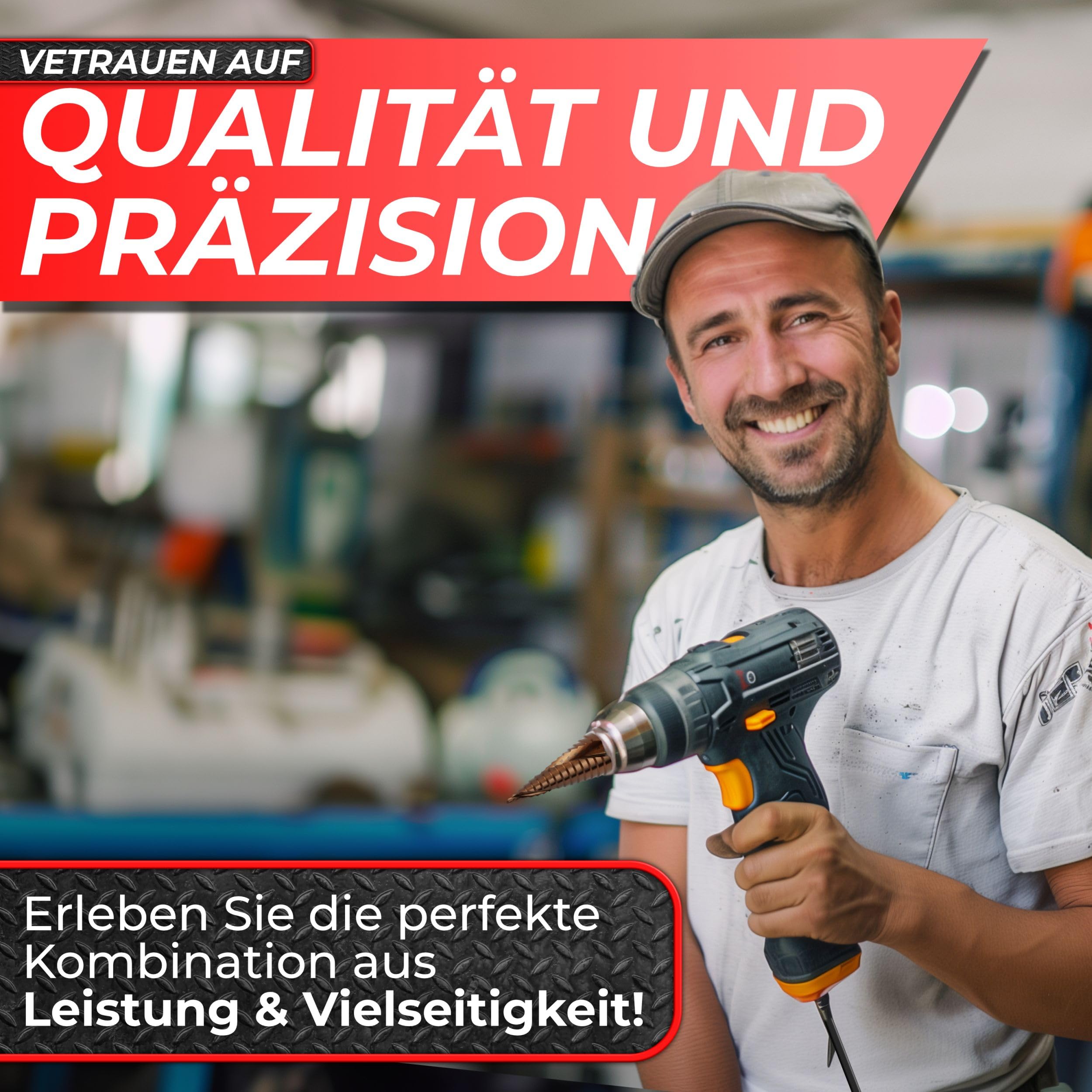 Woltersberger® Set di 3 punte a gradini HSS Powerline Spiral, punte coniche Ø 4 – 32 mm, 4 – 20 mm, 4 – 12 mm, per fori puliti, per pelapatate in metallo, alluminio e acciaio inox