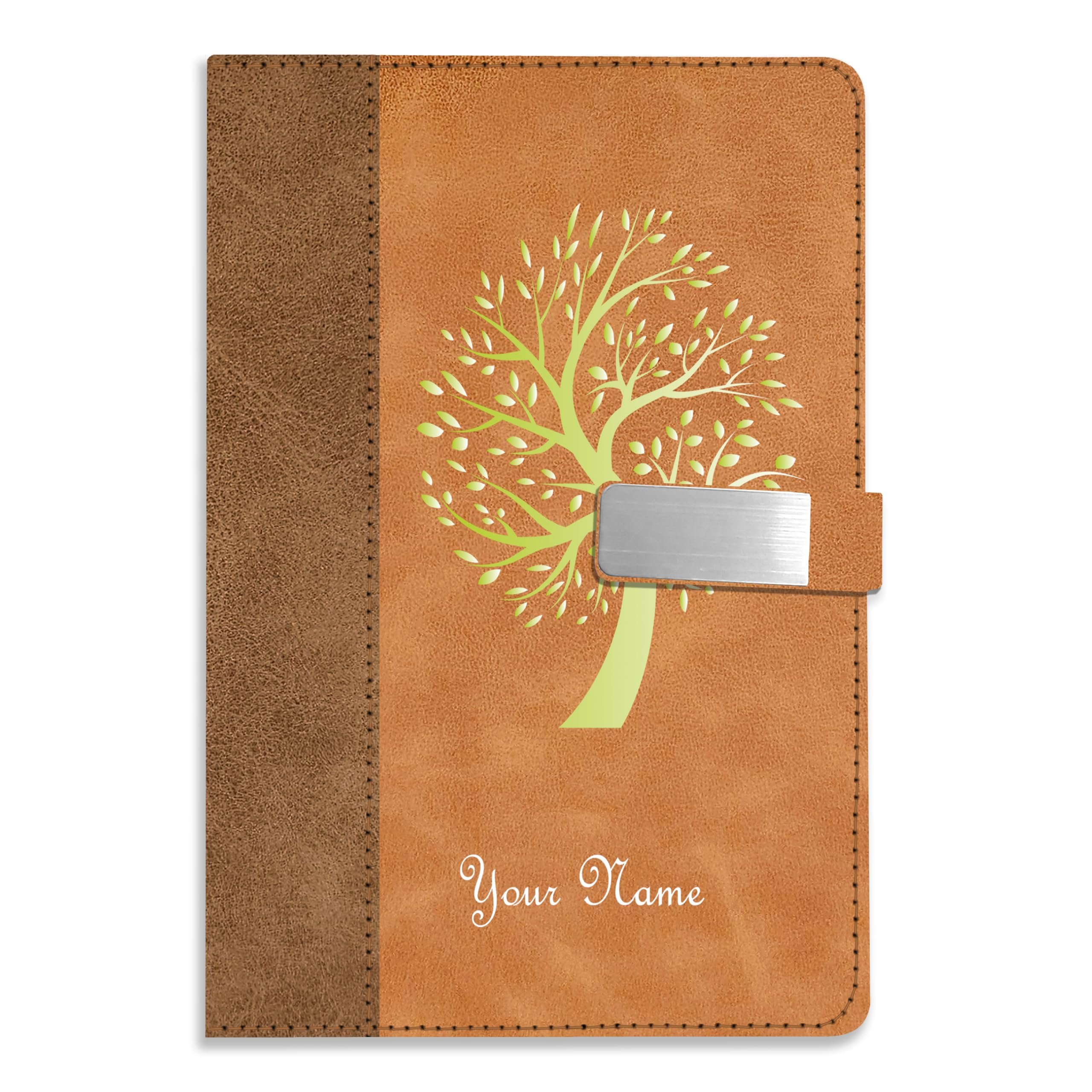 Brown Cloud Personalized Velvet Finish Leather Notebook/Diary Ruled with Personalised/Customized Message/Quote/Name for Personal/Corporate Gift(NBVLVT Dual BR 12) (1)