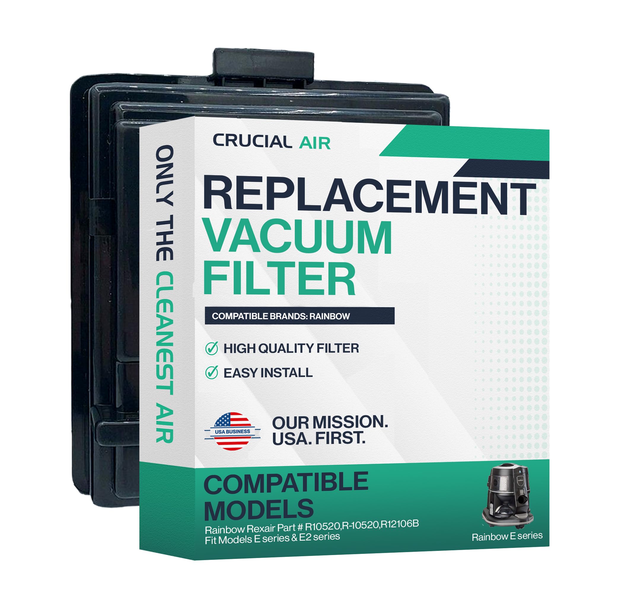Photo 1 of 1 Replacement Vacuum Filter -Compatible With Rainbow Rexair Part # R10520,R-10520,R12106B - Fit Models E series - Washable Filter - (1 Pack) by Crucial Vacuum