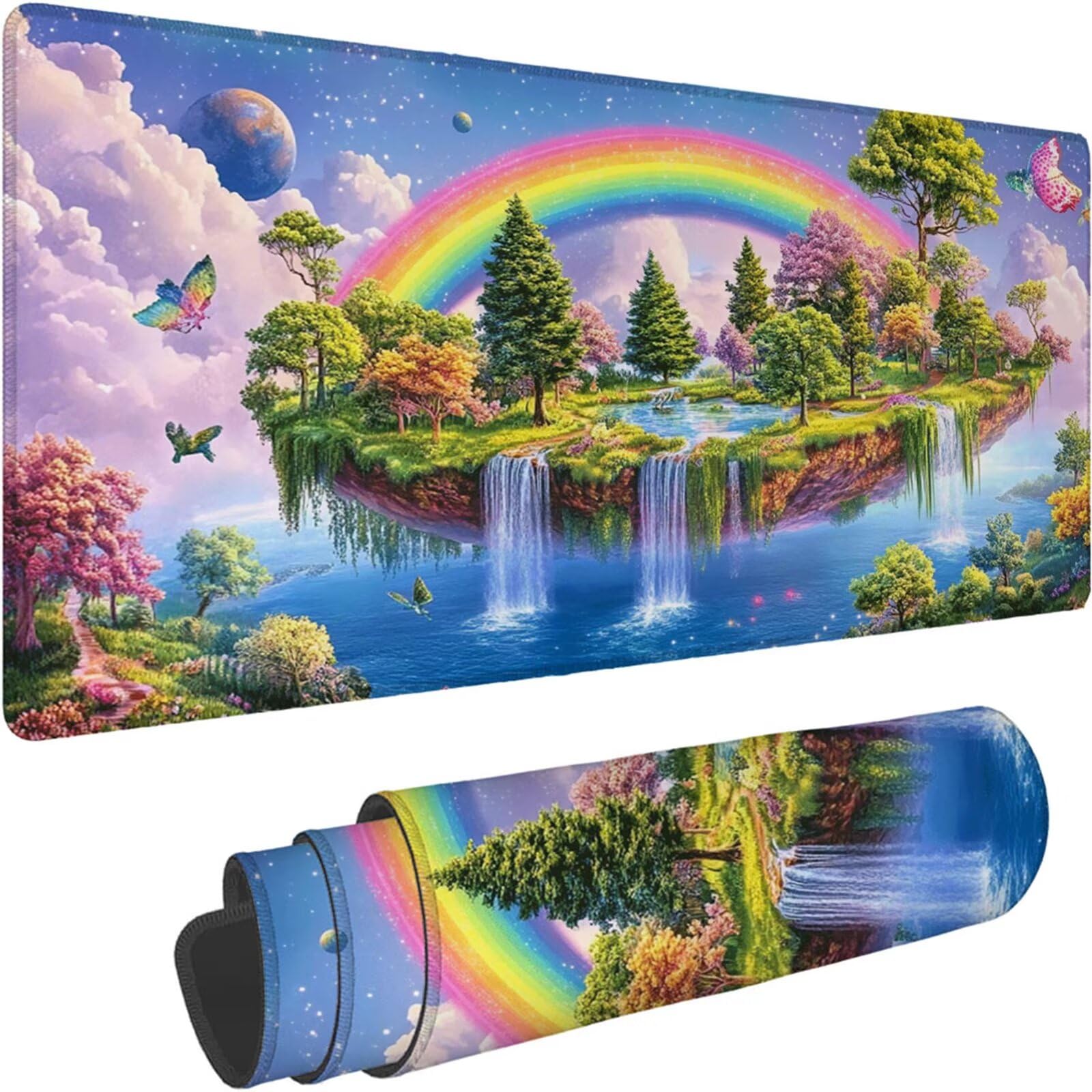 Gamingowa podkładka pod mysz 1200 x 600 x 3 mm, XXL, wodoszczelna, odporna na ścieranie, z przyszytymi krawędziami, niebieska, podkładka na biurko, poprawia prędkość i precyzję pod laptopa, komputer