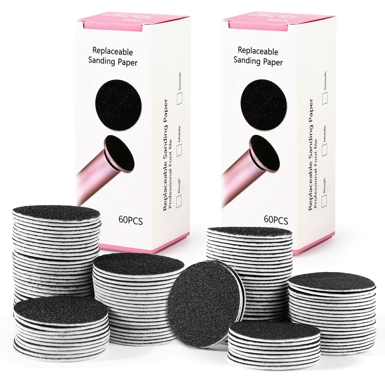Austauschbares Schleifpapier für elektrische Fußfeile: 120 Stück/2 Box Feet Grinder für Haut und Hornhautentferner - 80/180 Körnung feines Schleifpapier Nachfüllscheiben für Spa Home Salon