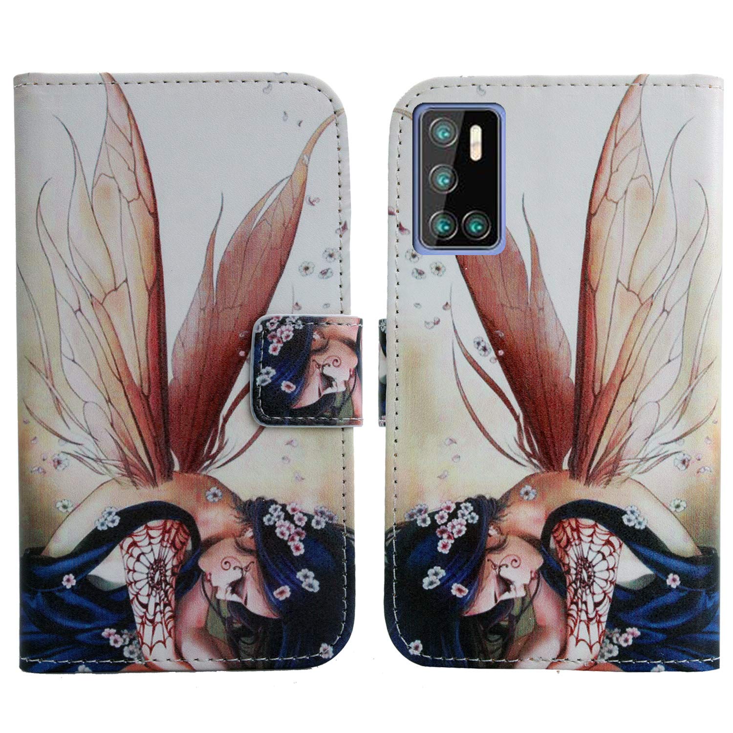 Lankashi Custodia Portafoglio in PU Pelle Caso Guscio TPU Silicone Protettiva Cover con Porta Carte Skin Case per Alcatel 3X (2020) / 5X 6.52 (Giraffe Design