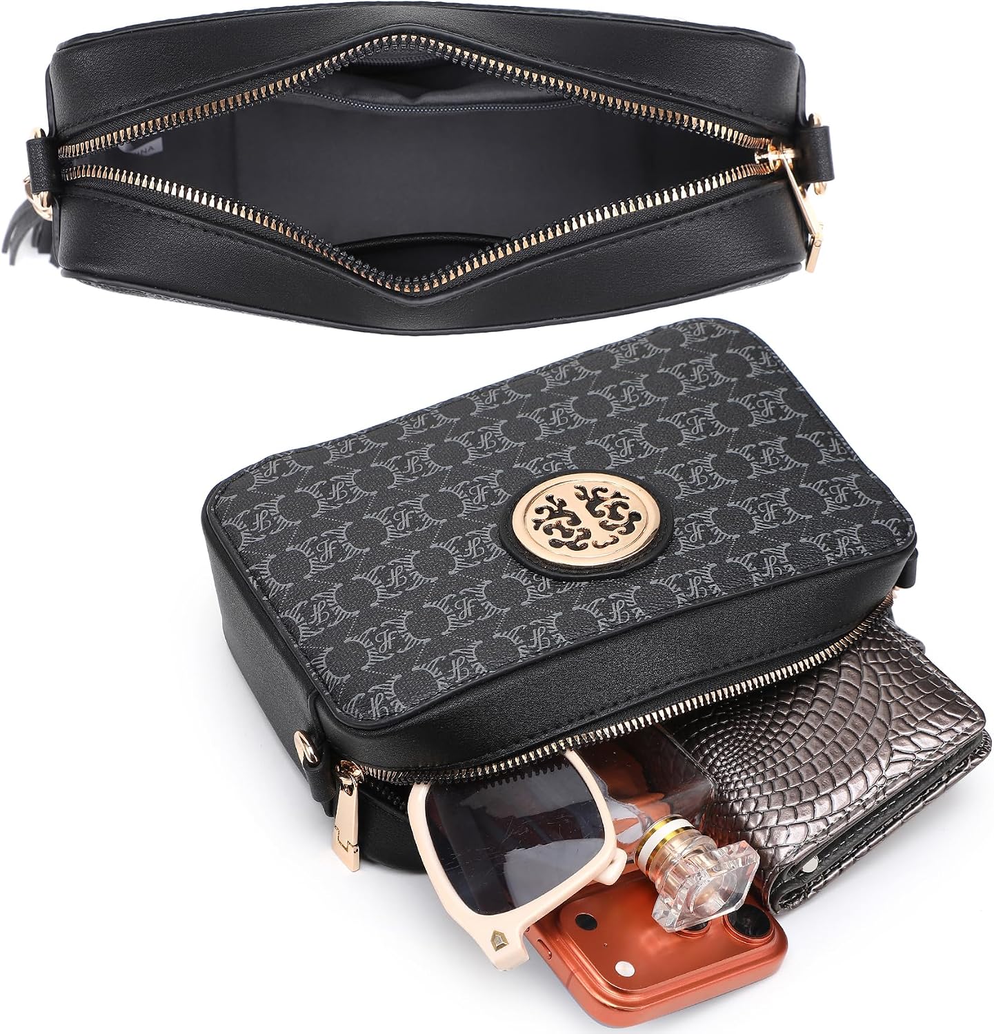 Stylish Lightweight Fashion Crossbody Bag for Women Chic Signature Shoulder Messenger Bag with Tassel Zipper Pocket