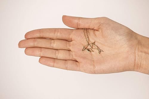 Miniatura 8 de La Menagerie Delfín oro Origami Joyería y collar geométrico dorado Collar de oro chapado en 18 quilates y collares de delfín para mujer Collar de