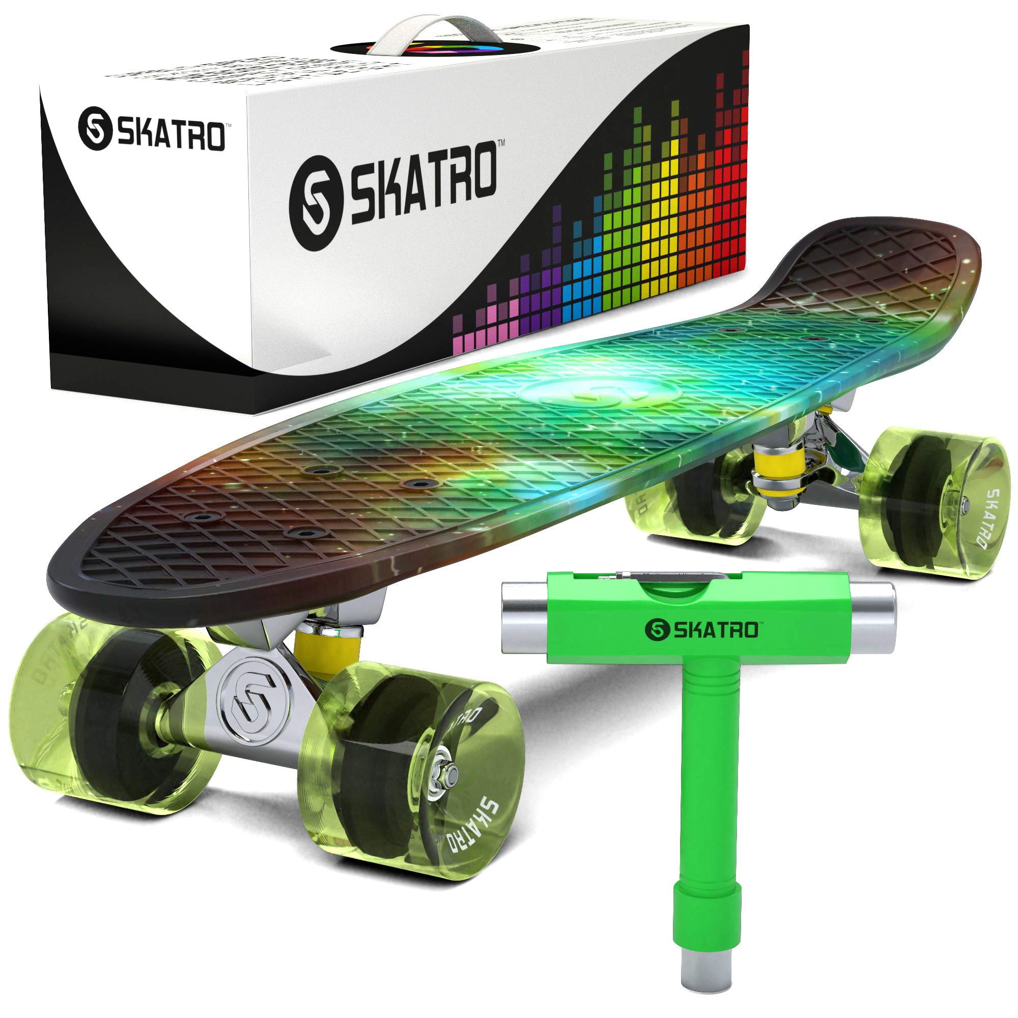 Skatro - Mini Cruiser Skateboard. 22x6inch Retro Style Plastic board Comes Complete — image 1
