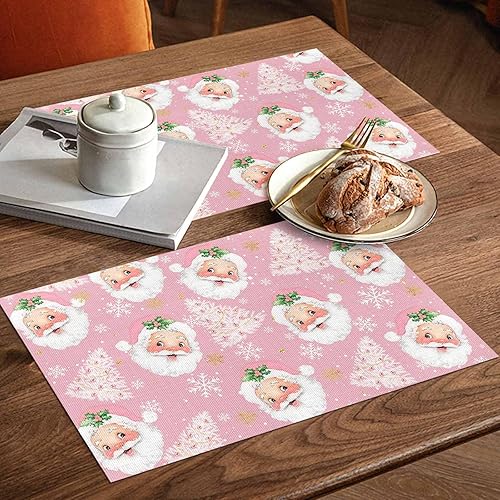 Vista 795 de Juego de 6 manteles individuales rojos para el día de San Valentín, diseño de corazón de San Valentín, resistentes al calor, lavables, manteles