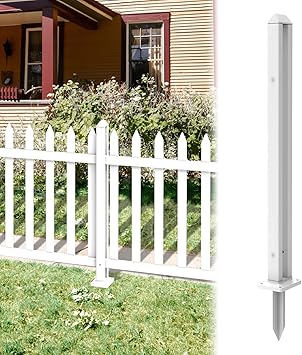 ECOOPTS 30" H Vinyl Picket Fence Post White PVC Post for Picket Fence