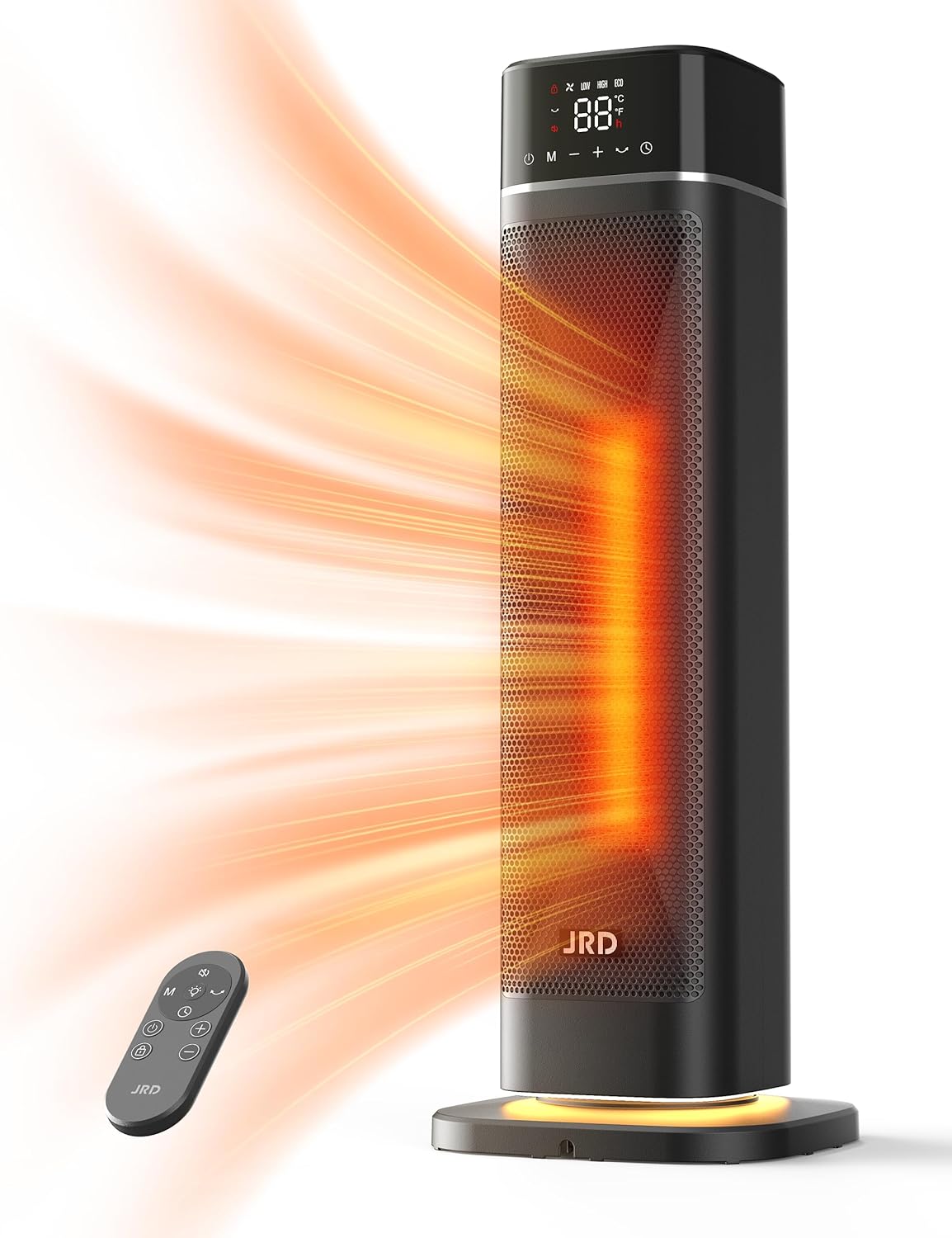 24 Space Heater JRD Fast Heating Portable Electric Heater with Remote Night Light 80 Oscillation 4 Mode Overheat