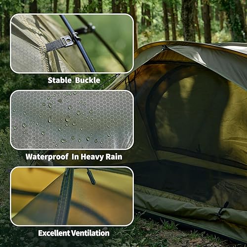 Miniatura 5 de Tienda de campaña para 1 a 2 personas, tienda de campaña impermeable y resistente al viento, tienda instantánea ultraligera para camping,