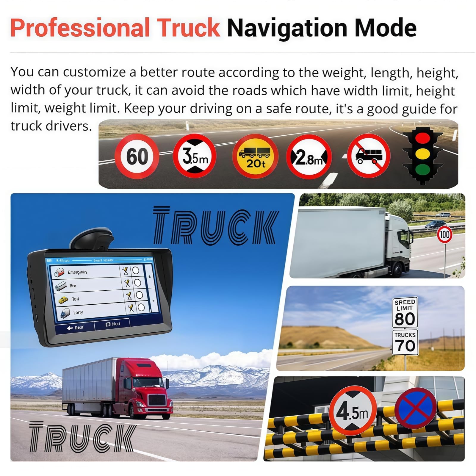 Navigatore GPS, navigazione GPS touchscreen da 7 pollici per auto, camion, camper, con informazioni sul traffico, mappa Europa 2025, aggiornamenti gratuiti a vita, guida vocale reale della direzione