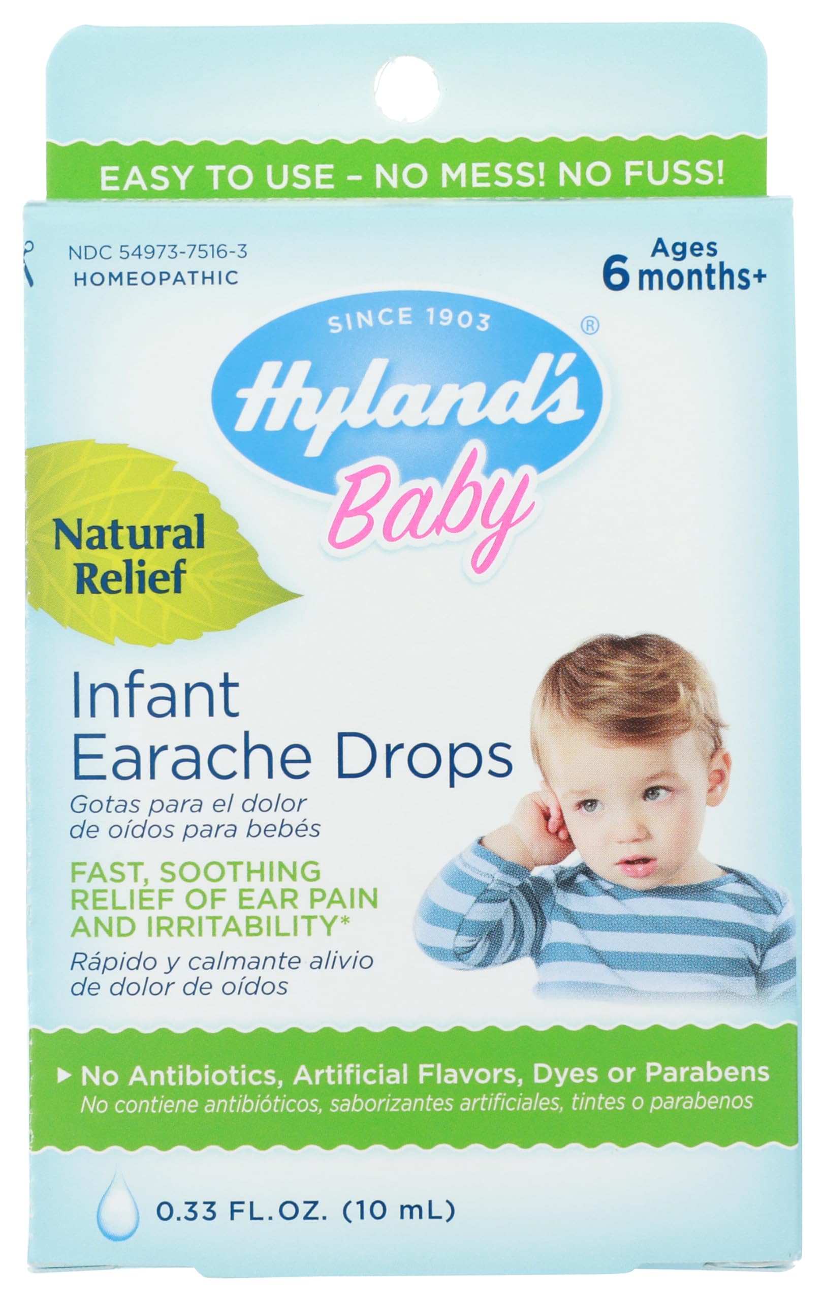 Allergy Relief for Baby by Hyland's, Infant Earache Drops, Natural Homeopathic Earache Pain Relief from Allergy and Cold and Flu, 0.33 Ounce