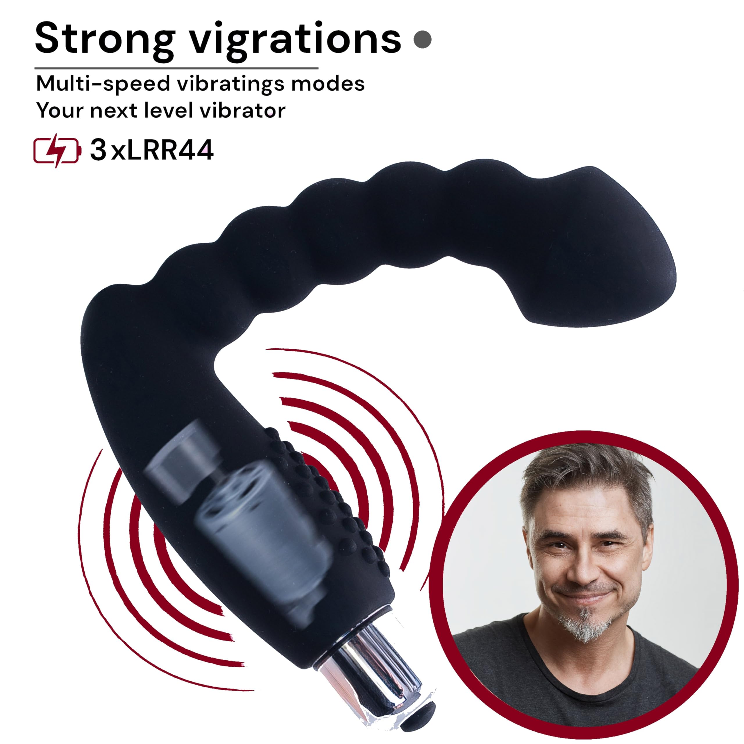 FOPS vibratore prostatico in silicone – tappo anale ergonomico con vibrazione – 22 cm di lunghezza totale, flessibile e sicuro – vibratore anale per uomini e coppie, nero A11-9