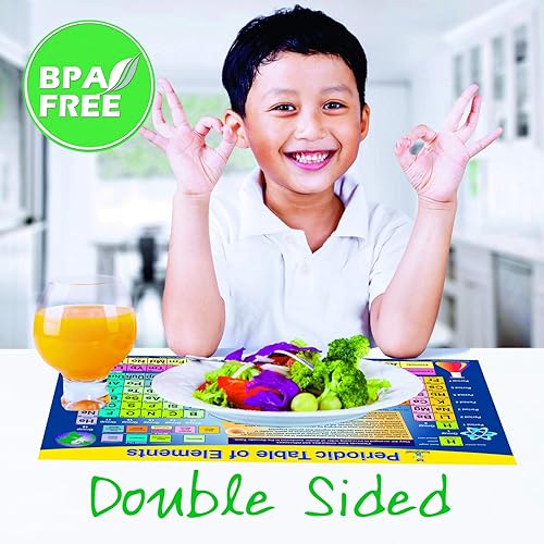 Miniatura 6 de Brainymats 8 manteles individuales educativos para niños de 6 a 10 años, presidentes de Estados Unidos, mapa del mundo, mapa de EE. UU., tabla