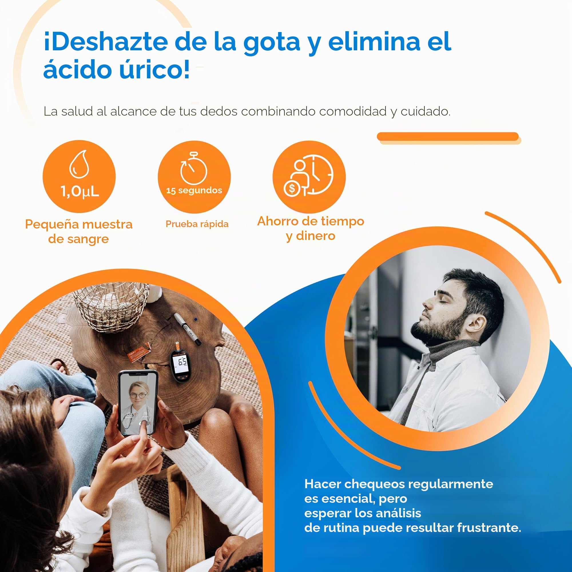 Medidor de ácido úrico FORA con 10 tiras de prueba incluidas 10 ayudas para punción en el paquete