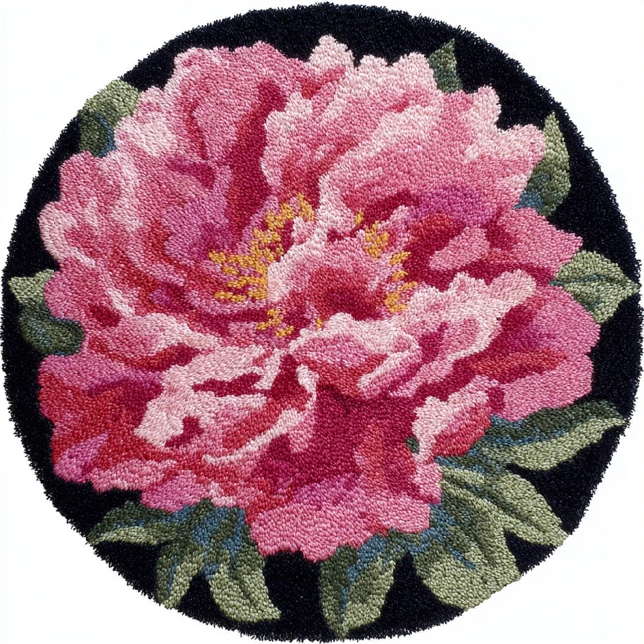 Kitquiver R Kitquive Latch Hook Ug Kits Pink Peony 80X80cm