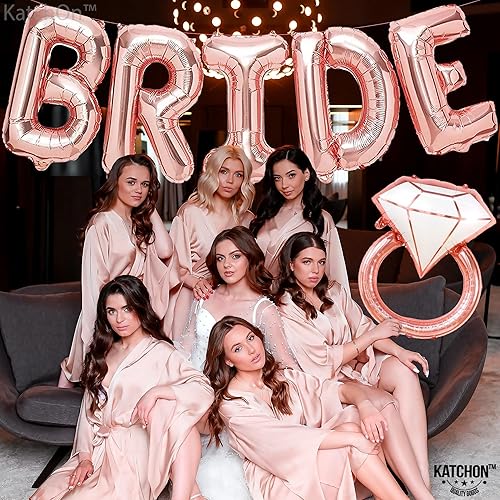 Miniatura 3 de KatchOn, Globos gigantes de oro rosa para novia, 40 pulgadas, globos de novia para decoraciones de despedida de soltera, globos de novia de oro rosa
