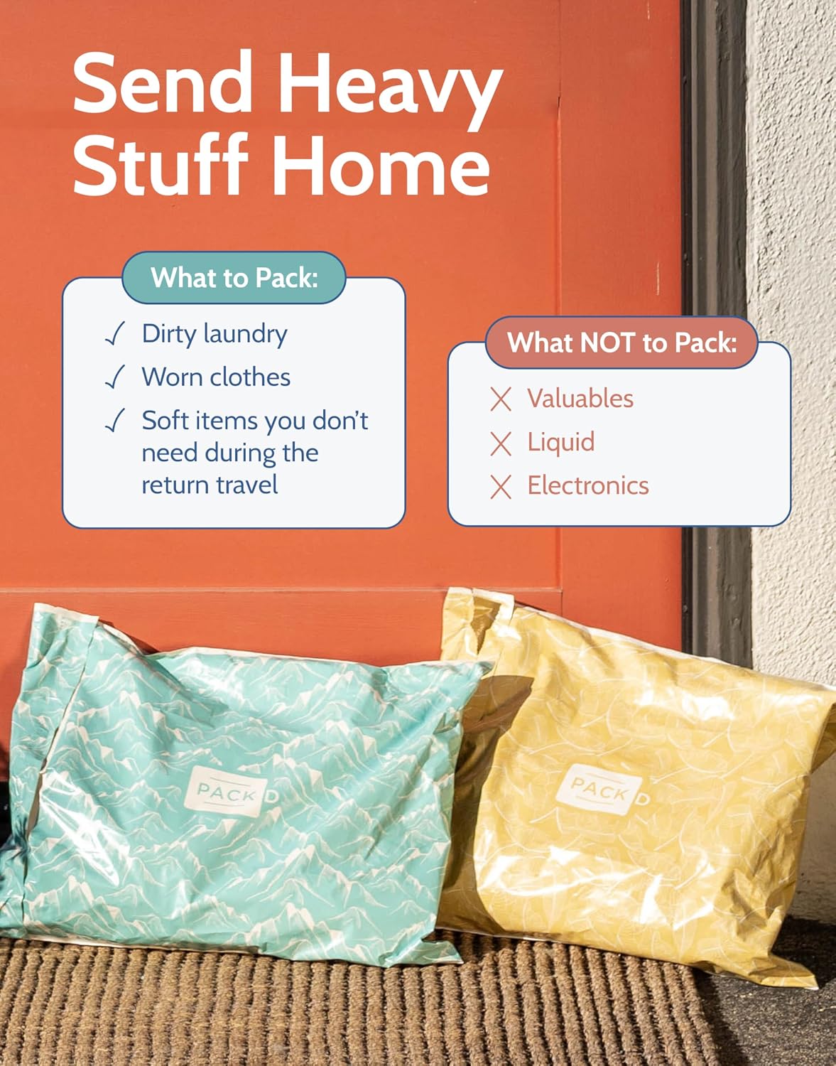 Prepaid & Prelabeled Shipping Bags for Clothes, Laundry, & Overflow - Waterproof, Tear-Resistant, Tamper-Sealed, Lightweight, Folds Flat Travel Packaging Bags - 3-Pc Bundle, 15" x 19"