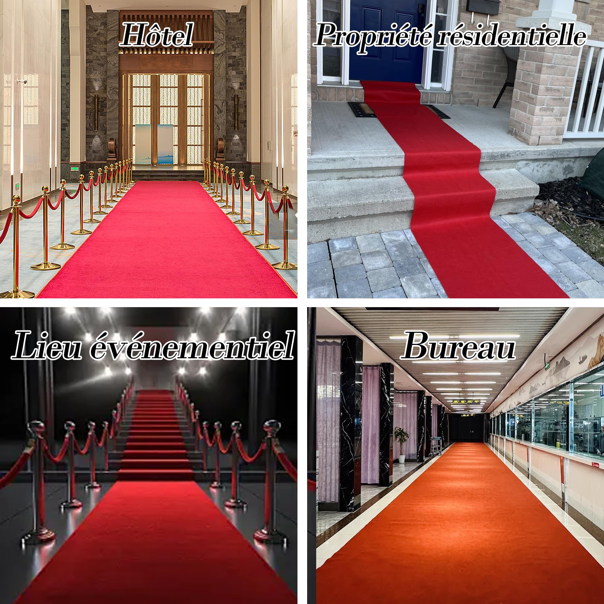 Tapis Rouge Extra Épais 1x10m Tapis de Passage Rouge pour Fêtes & Événements Anti-Dérapant Lavable en Machine Tapis de Couloir de Mariage pour Demandes en Mariage Noël,Thanksgiving
