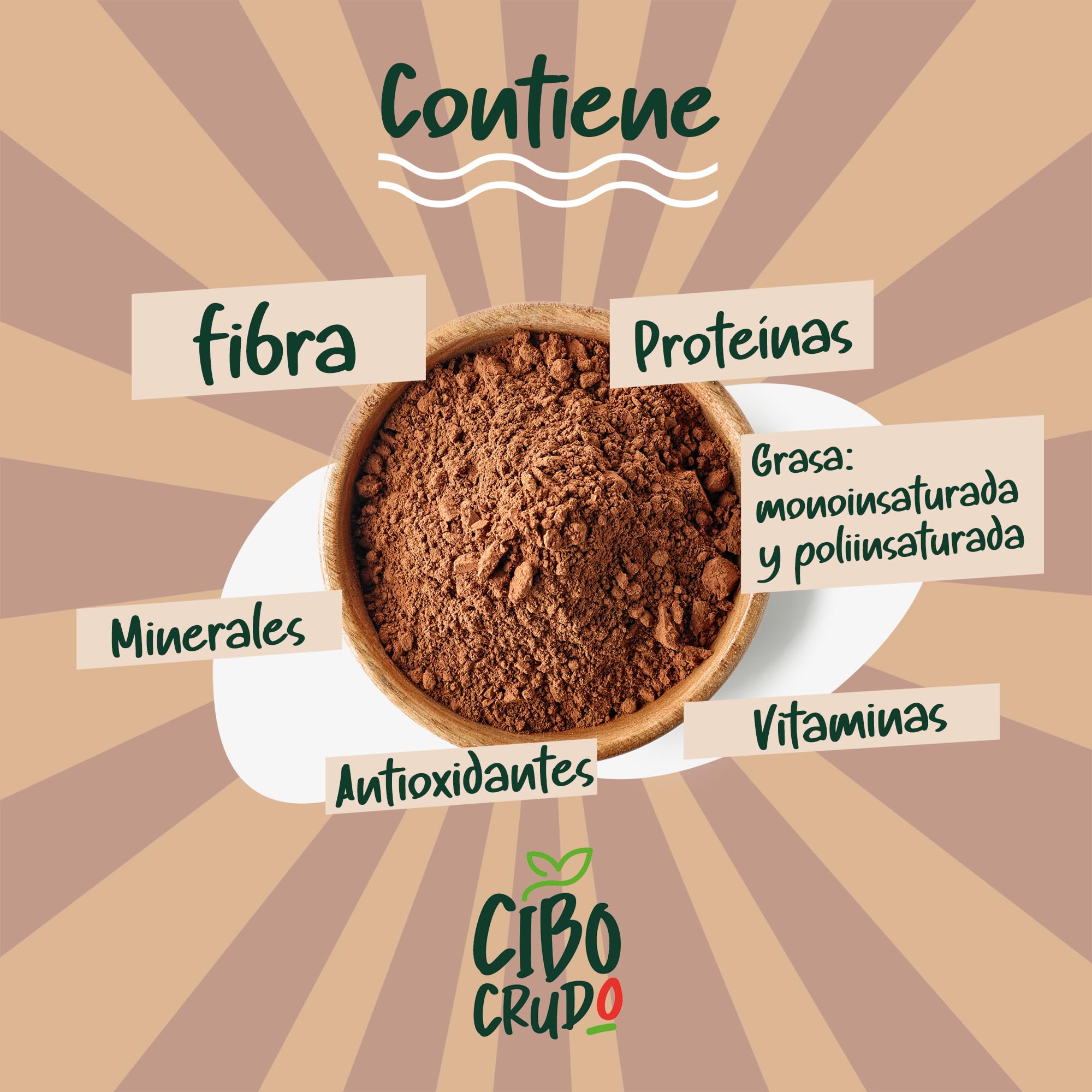 Cacao Puro en Polvo Ecologico sin Azucar - 450g. Cacao en Polvo de Nibs de Cacao Puro no Alcalinizado. Rico en Antioxidantes, Magnesio, Hierro, Vitamina B1 B2.