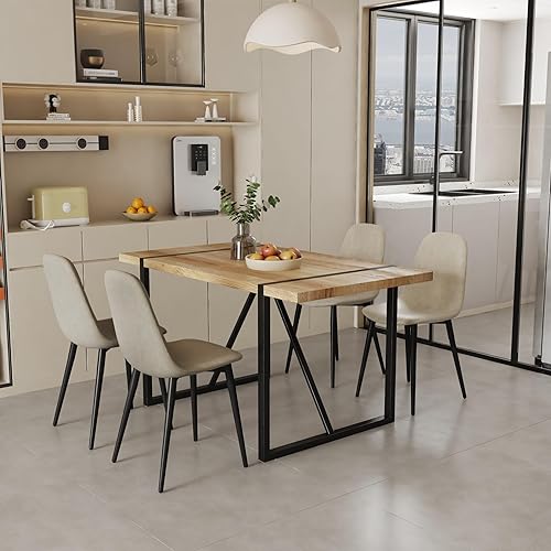 Miniatura 2 de Juego de mesa de comedor Hilknen para 4, juego moderno de mesa y sillas de 4 piezas, juego de mesa de comedor de 5 piezas que incluye mesa de cocina