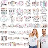 Tellingyou 36 Sheets Iron on Transfers Patches Dtf Ready to Press Vinyl Iron on Patch Embroidered Applique for T Shirt Jacket Pillow Covers Backpack Hoodies DIY Decorations(Christian Bible)