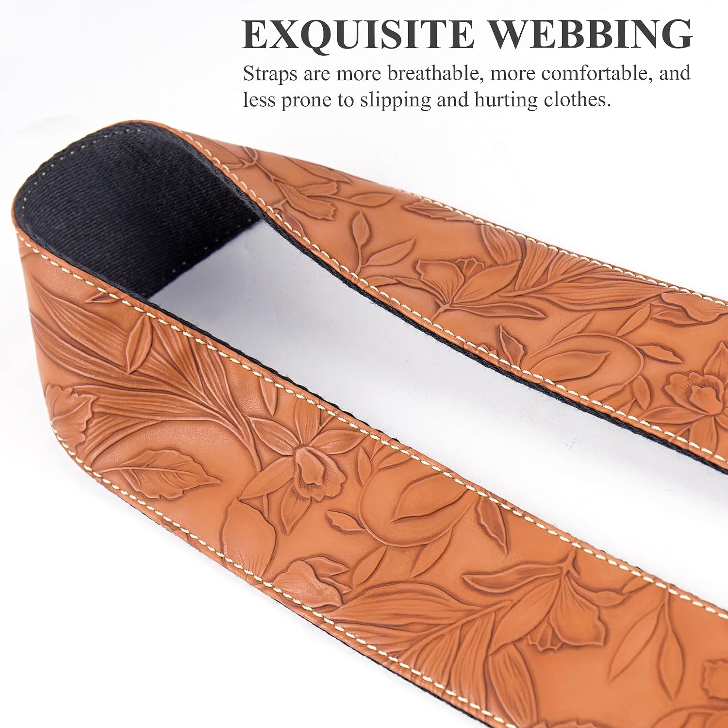 Purse Straps Replacement Crossbody,Crochet Purse Strap for Handbags,Wide Shoulder Straps for Bags(5-Carved Light Brown)