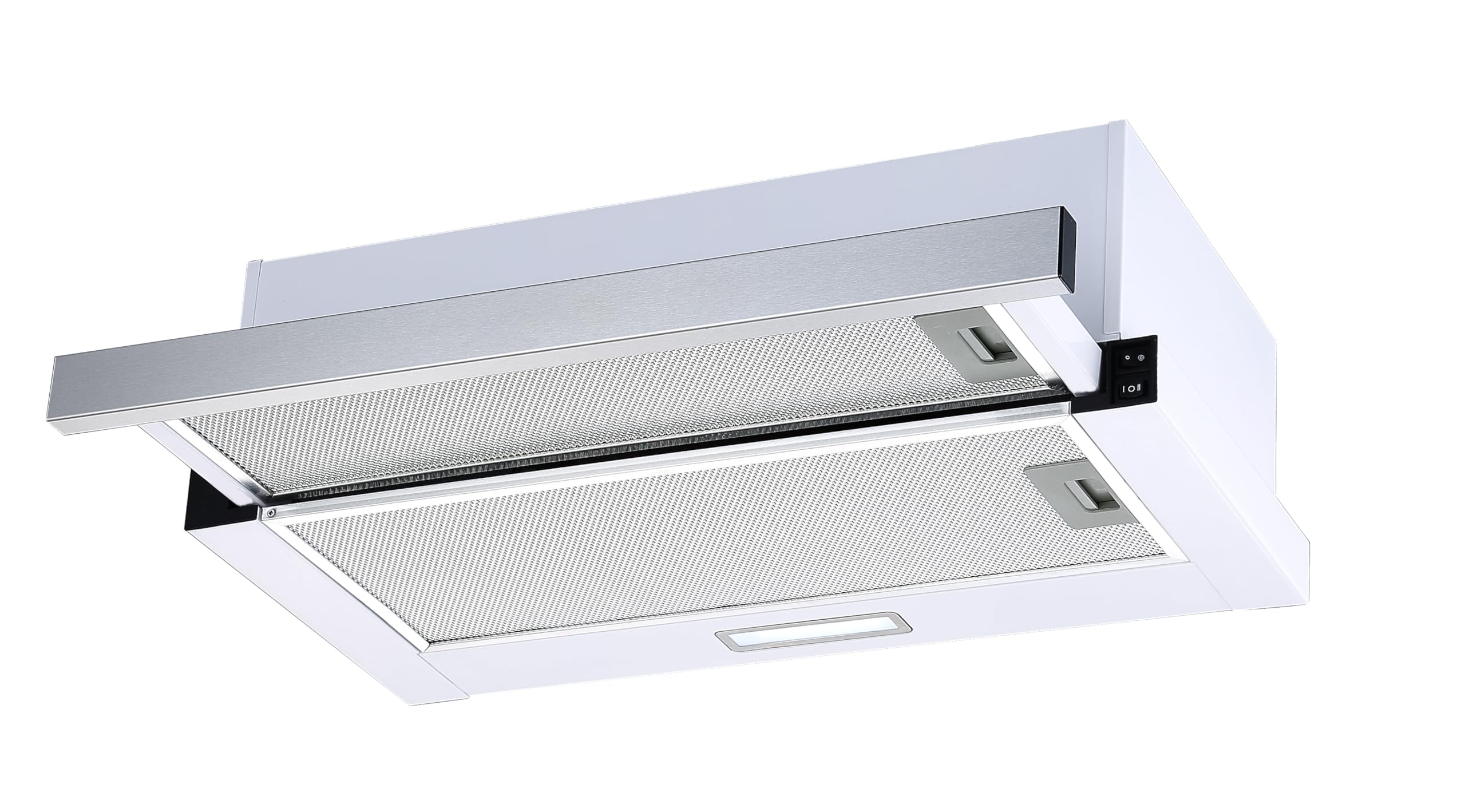 Respekta Dunstabzugshaube 60 cm Edelstahlgehäuse Weiß Abluft Umluft CH4138IXC 53–64 dB