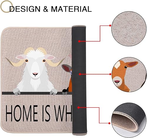 Miniatura 4 de YOUWOUS Tapete para puerta de 17 x 29 pulgadas, divertido tapete de bienvenida al aire libre, felpudos de granja para decoración de puerta delantera