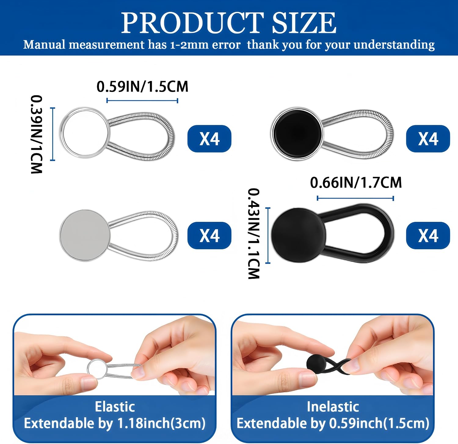 16PCS Collar Extenders for Mens Shirts,Comfortable Neck Extender,Extender Adjustable Button for Dress Shirts Collar Button 1/2-1''Size Expansion,Instant Tie Collar Expansion,Cuff Button Extenders