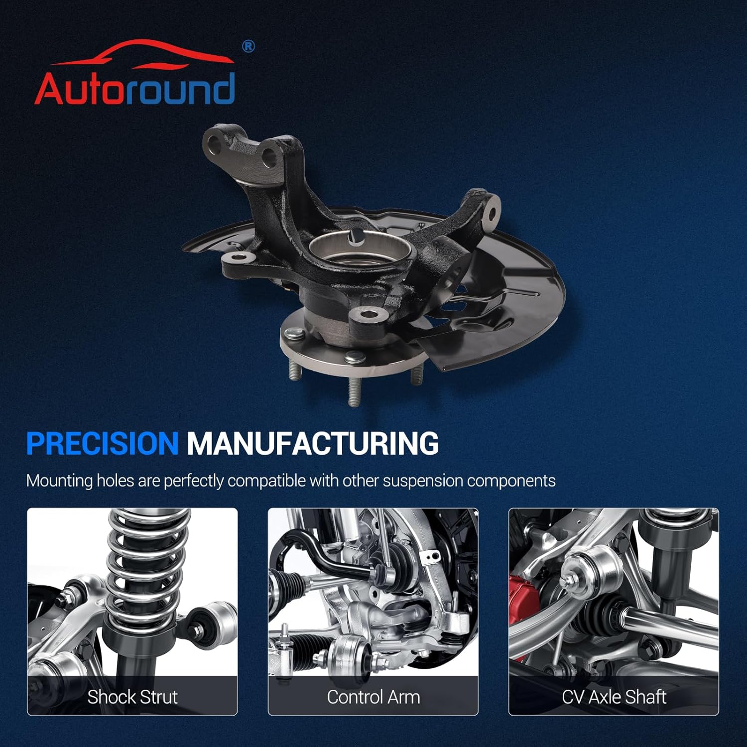 Autoround LK046 Front Right Steering Knuckle & Wheel Bearing Hub Assembly Fit for 2012-2017 Toyota Camry 2.5L L4, Passenger Side