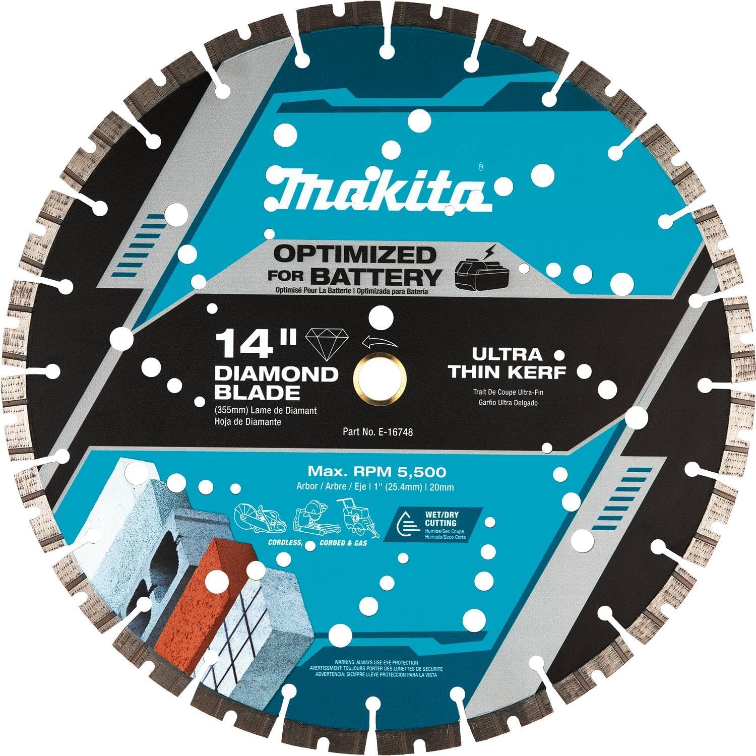 Makita E-16748 14" Thin Kerf Diamond Blade, Segmented, General Purpose