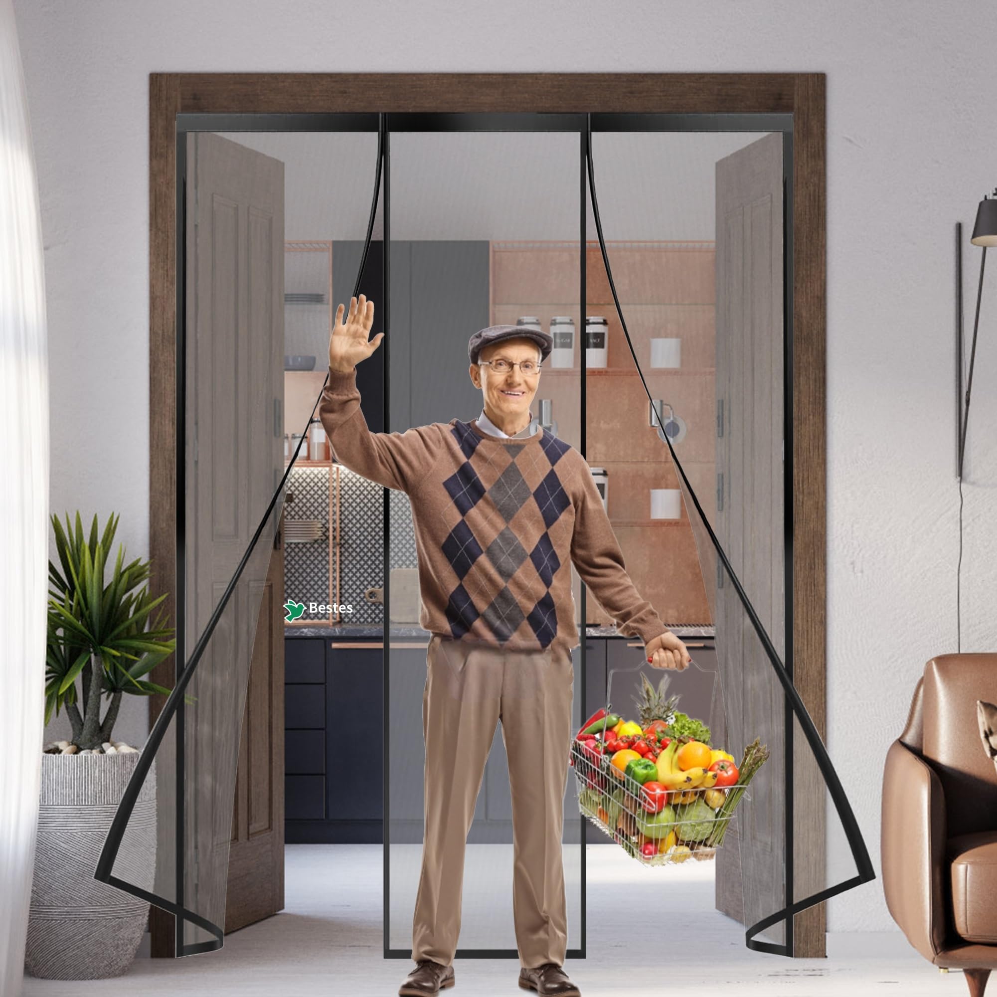 Bestes Black Magnetic Fly Heavy Duty Door Screens, 320X200cm Anti Mosquito Mesh Fly Curtains With Powerful Magnets Full Frame Magic Tape, Keep Bugs Out Lets Fresh Air In For Patio Balcony Bedroom