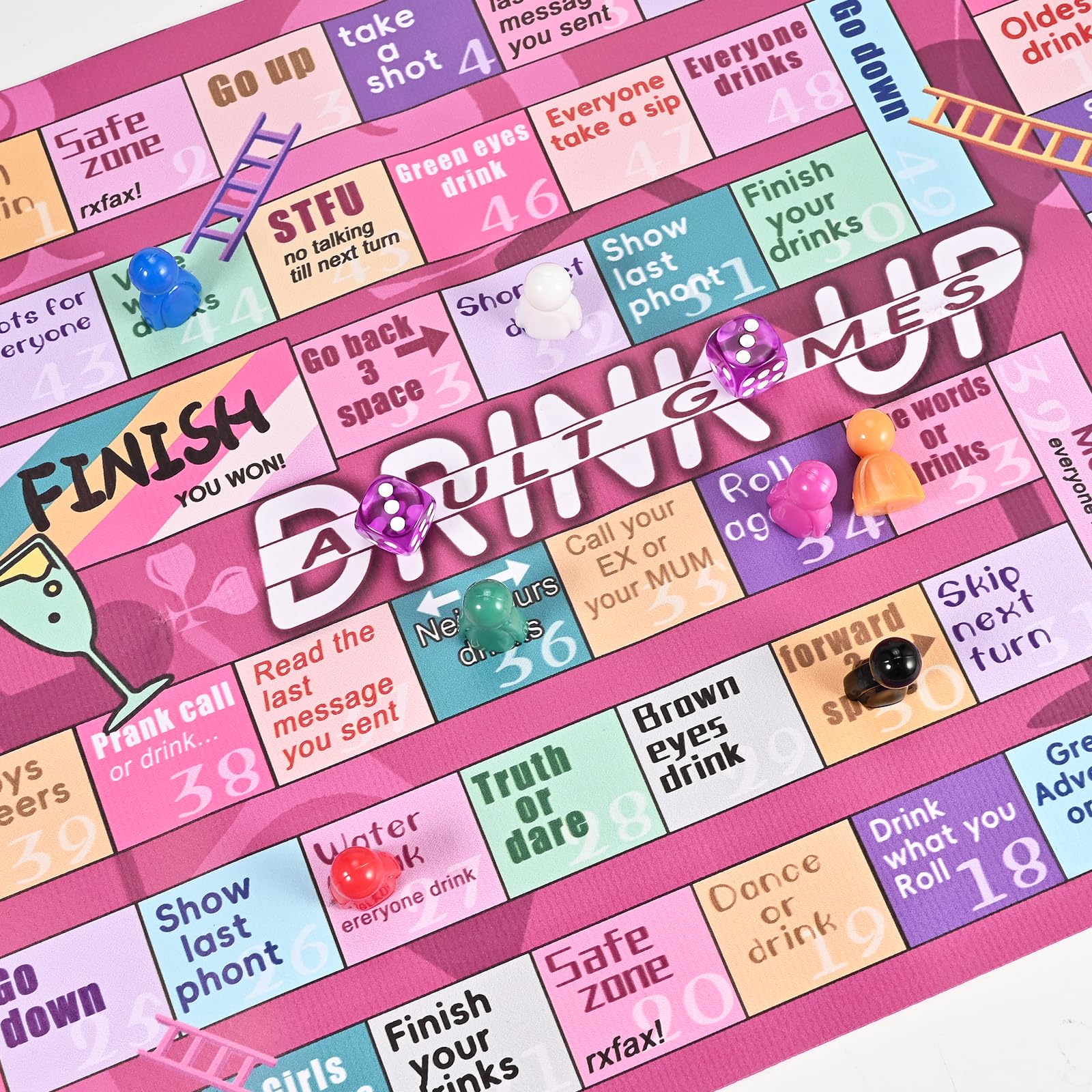 Faburo Drinking Games, Fun Adult Game, Chutes and Ladders Party Game, Snakes and Ladders Gift Set for Adults, Teens & Parties, Birthday Night Party Game - Image 4
