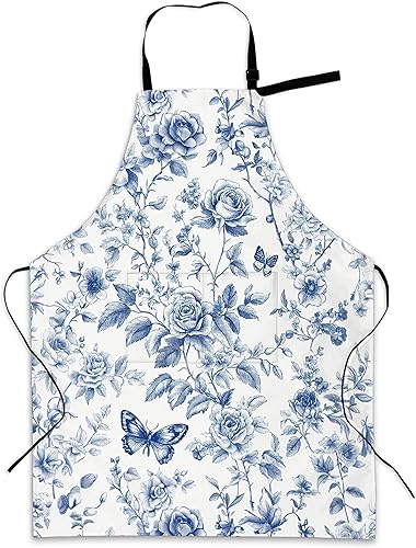 Delantales de cocina para hombres y mujeres, delantal de chef ajustable con 2 bolsillos, delantal de cocina suave y duradero