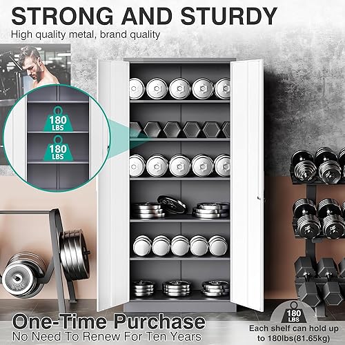 Miniatura 113 de SISESOL Armario de almacenamiento con puertas y estantes de vidrio, armario de despensa de cocina independiente para el hogar, oficina, baño Negro