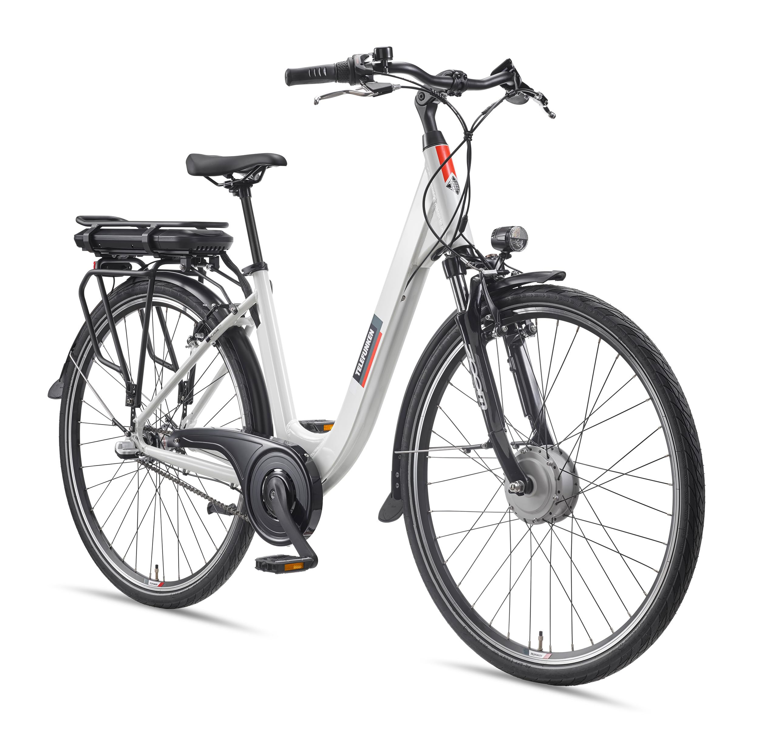 TELEFUNKEN City E-Bike für Herren und Damen 28 Zoll Elektrofahrrad | 474Wh Li-Ion Akku | Pedelec mit 40Nm Frontmotor | Shimano 3-Gang Nabenschaltung | V-Bremsen