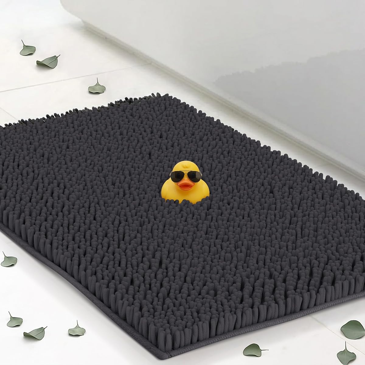 Chenille Bath Mats 22"x14", Plush Absorbent Bath Mats Quick Dry, Soft & Machine Washable, Non Slip Carpet for Bathroom, Thick Bathroom Rugs, Shower Restroom Rug Mat, Alfombras De Bano, Bathrugs