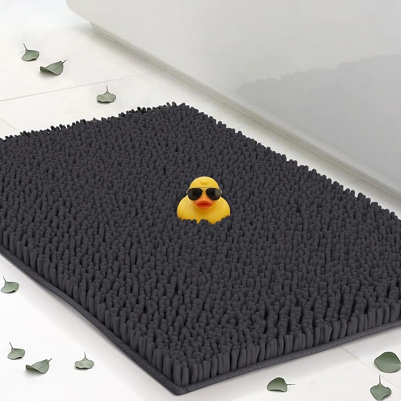 Chenille Bath Mats 22"x14", Plush Absorbent Bath Mats Quick Dry, Soft & Machine Washable, Non Slip Carpet for Bathroom, Thick Bathroom Rugs, Shower Restroom Rug Mat, Alfombras De Bano, Bathrugs
