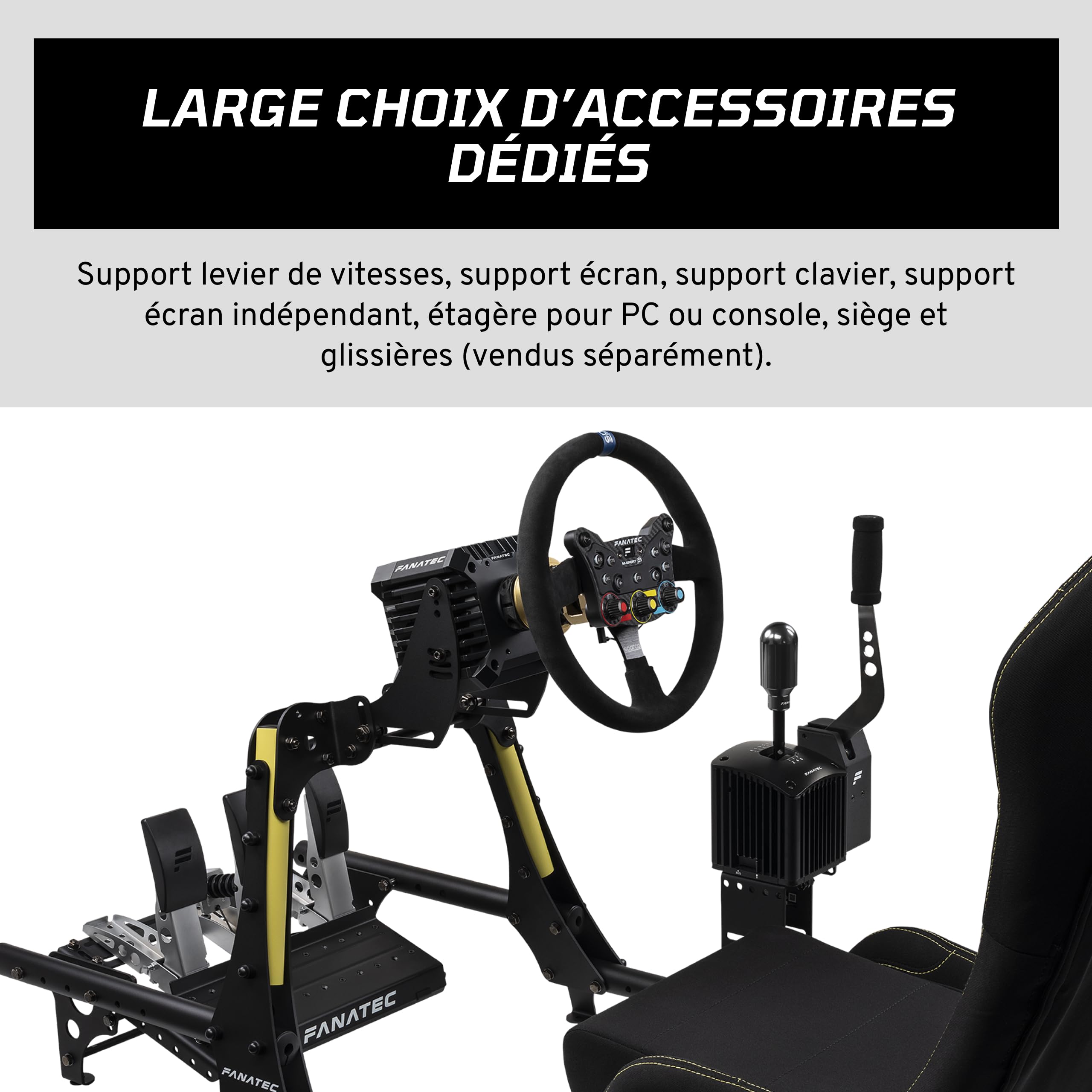 Fanatec Châssis de Simulation de Course Cockpit V1.5 – Noir | Châssis en Renforcée-acier et Aluminium, Pédalier Renforcée Supporte, Position de Conduite GT, Compatible Direct Drive