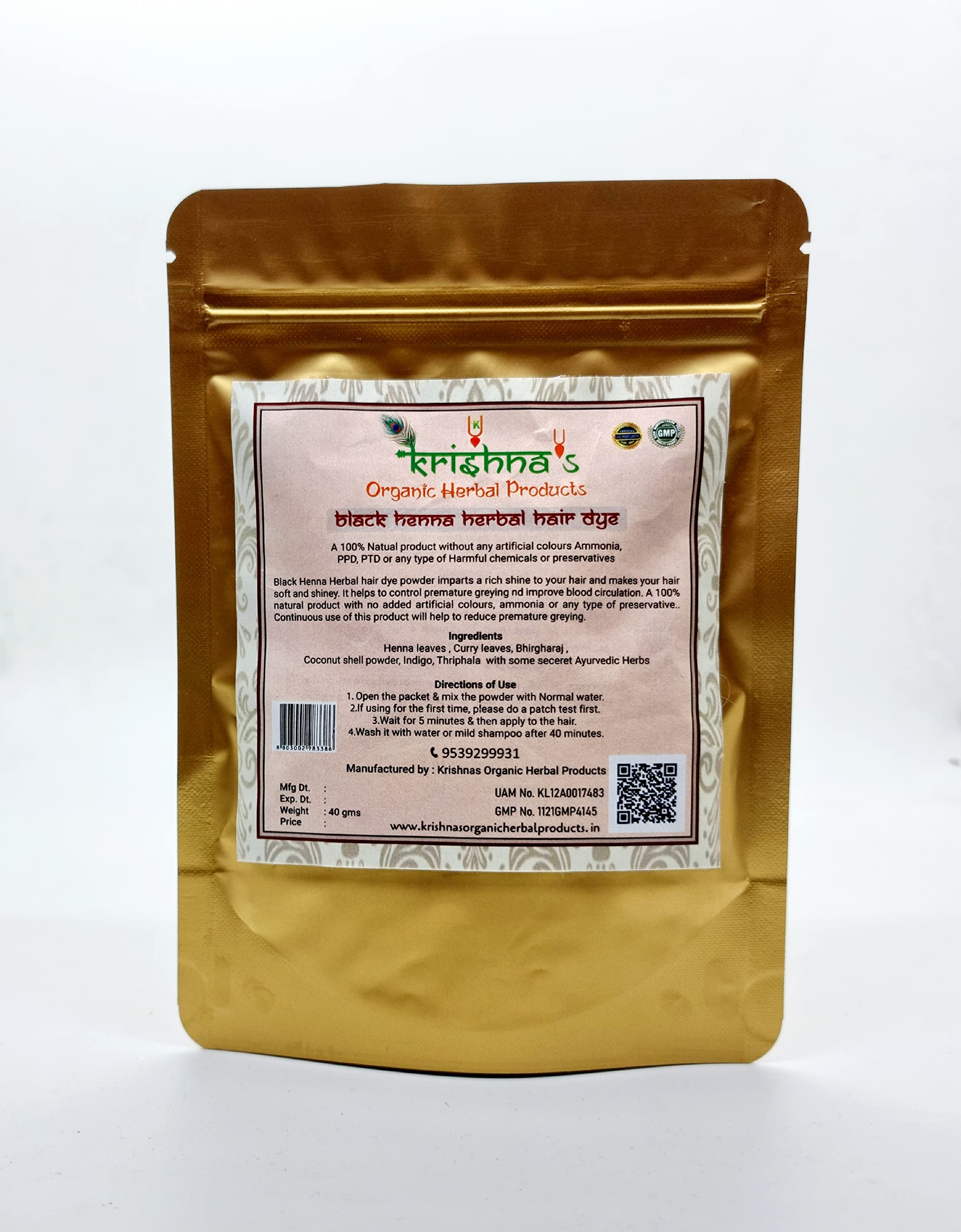 KRISHNA ORGANIC HERBALS Black Henna Herbal Hair Dye (40g)-picture-36
