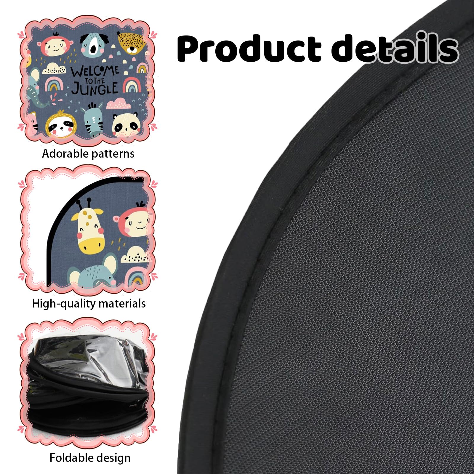 Pare-Soleil Fenêtre Voiture Enfant 50x30 Cm - Lot De 2 Avec Ventouses - Filet Respirant Protection UV - Motifs Animaux