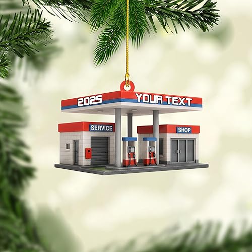 Miniatura 9 de Adorno de Navidad personalizado con bomba de gas, decoración retro personalizada para árbol de vacaciones, recuerdo único para trabajadores de